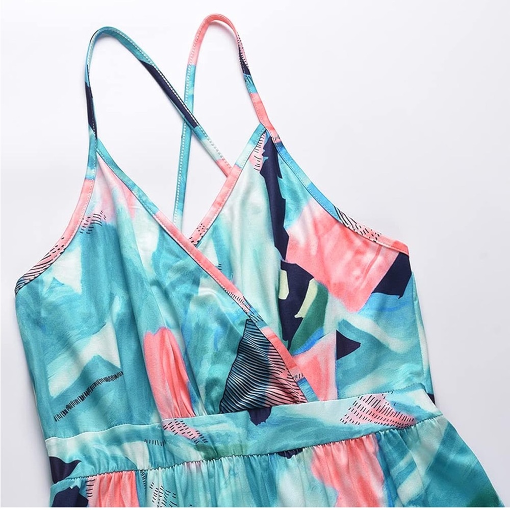 Elegant Multicolor Maxi Dress floral tie dye summer long dress - Picture 4 of 6